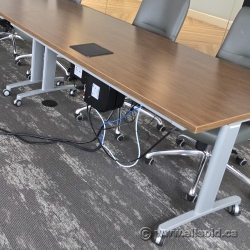 Wood Modular Rolling Nesting Training Table w/ Power